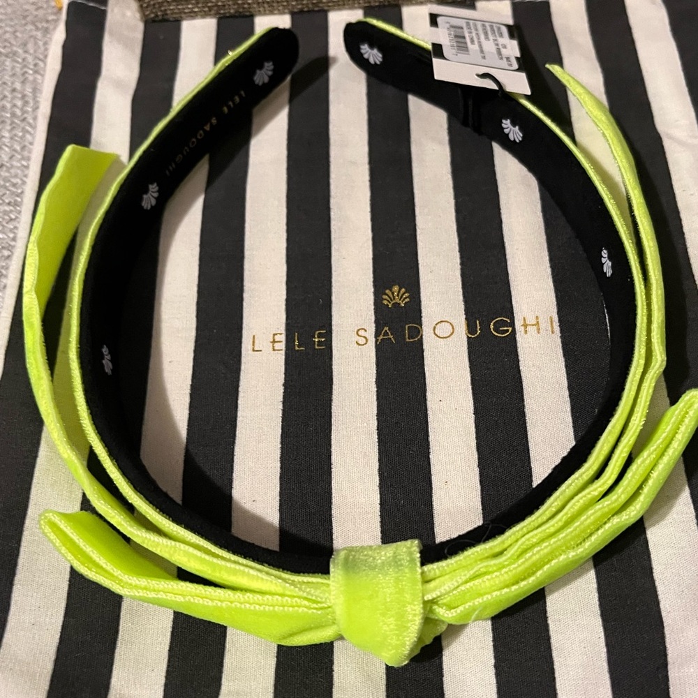LELE SADOUGHI NWT AUTHENTIC NEON SUNSHINE BARDOT SLIM VELVET RIBBON HEADBAND - Picture 9 of 12